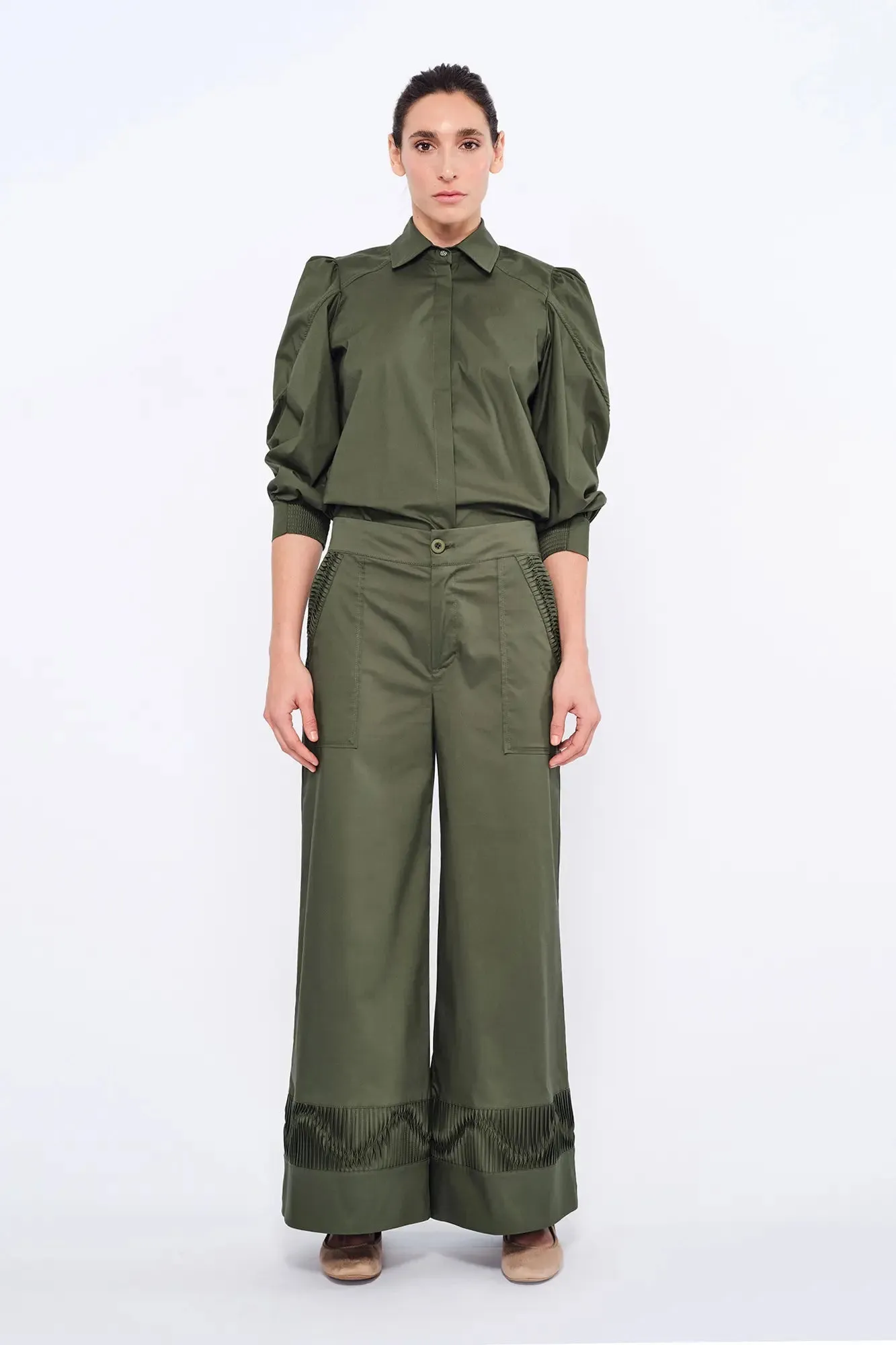Bimba Puff Sleeve Blouse | Olive sold by Folklore Shop