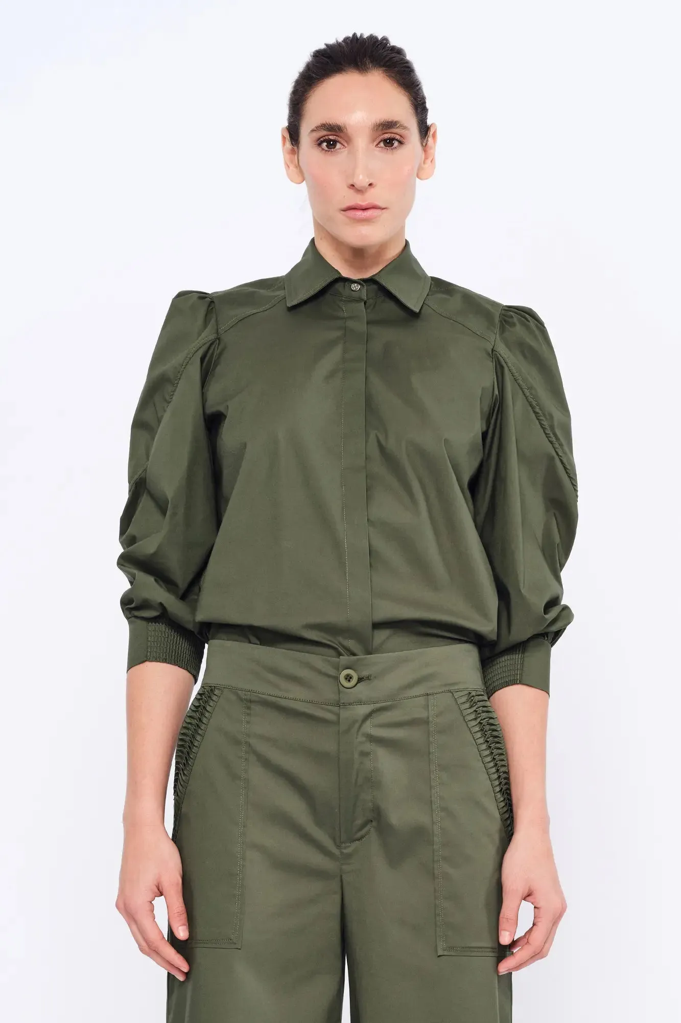 Bimba Puff Sleeve Blouse | Olive sold by Folklore Shop product image thumbnail 2