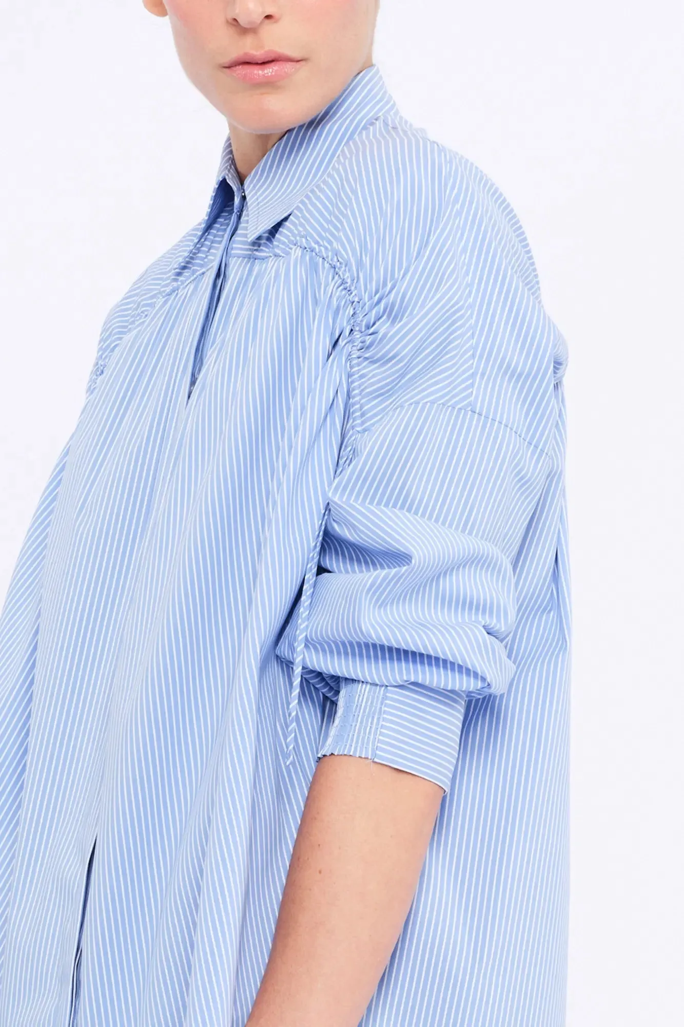 Star Gathered Shoulder Blouse | Striped Light Blue sold by Folklore Shop product image thumbnail 5