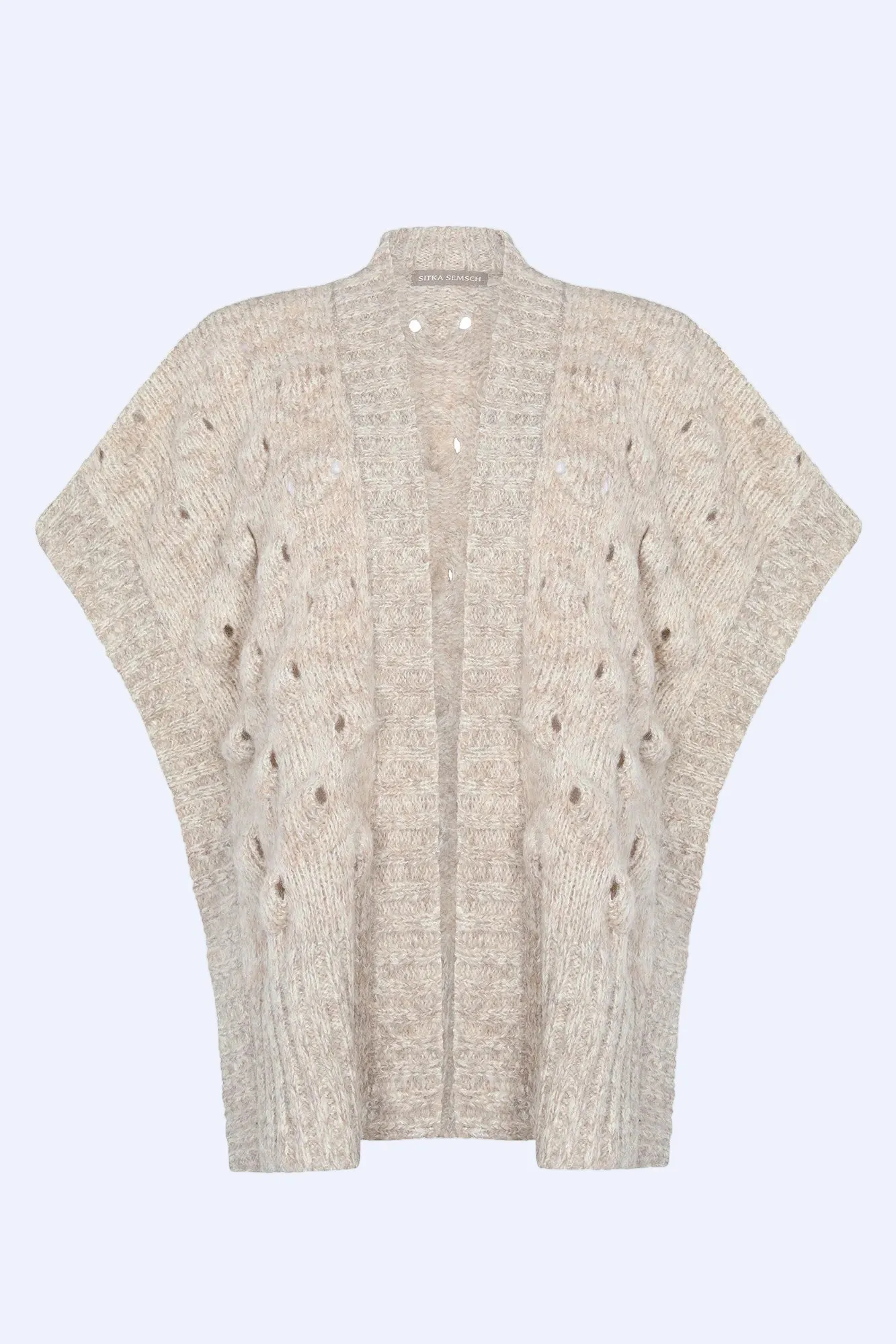 Dayana Alpaca Fringe Poncho | Beige Melange sold by Folklore Shop