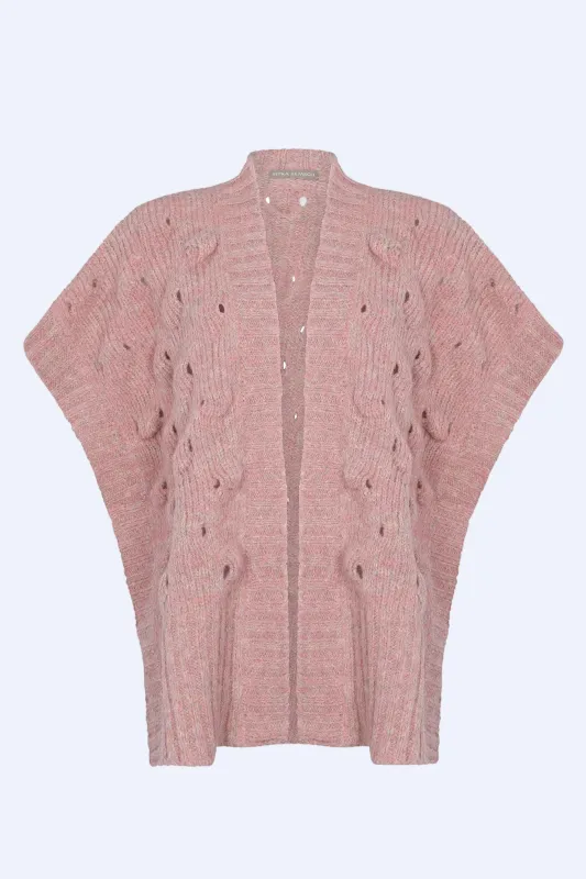 Dayana Alpaca Fringe Poncho | Rose Melange sold by Folklore Shop