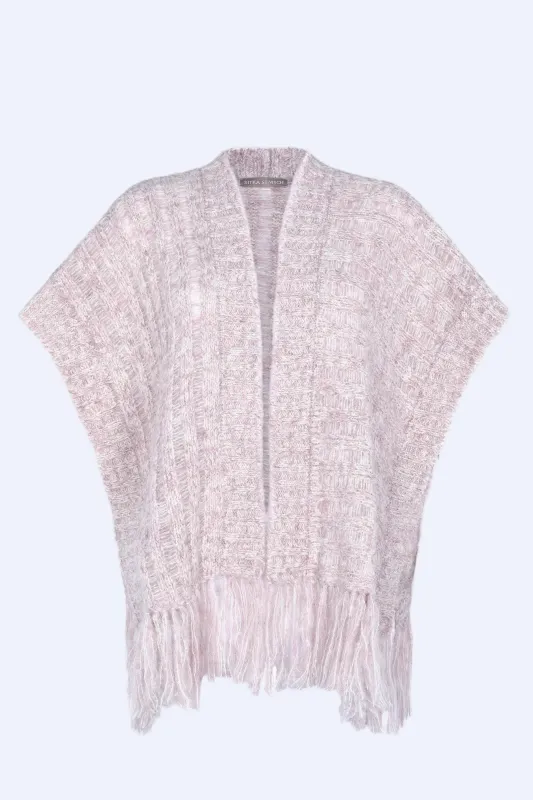 Amaris Alpaca Fringe Poncho | Lilac Melange sold by Folklore Shop