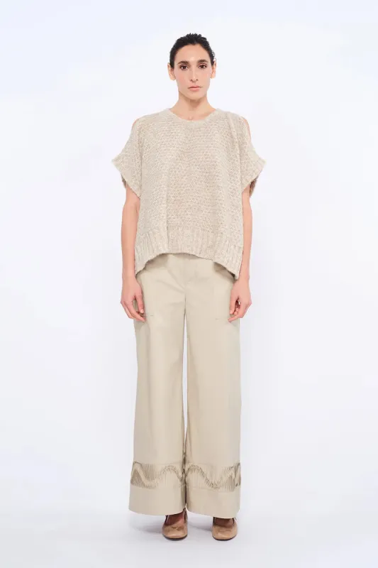 Chelsea Openwork Alpaca Poncho | Beige Melange sold by Folklore Shop