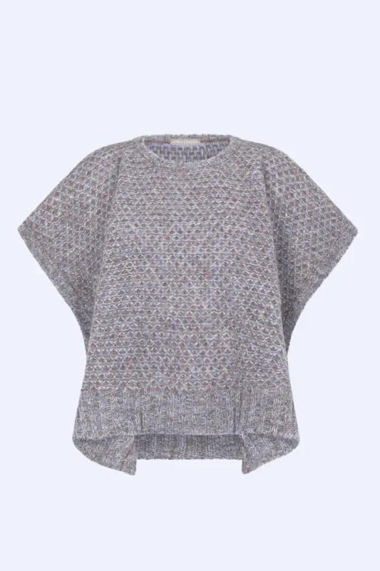 Chelsea Openwork Alpaca Poncho | Silver Melange sold by Folklore Shop