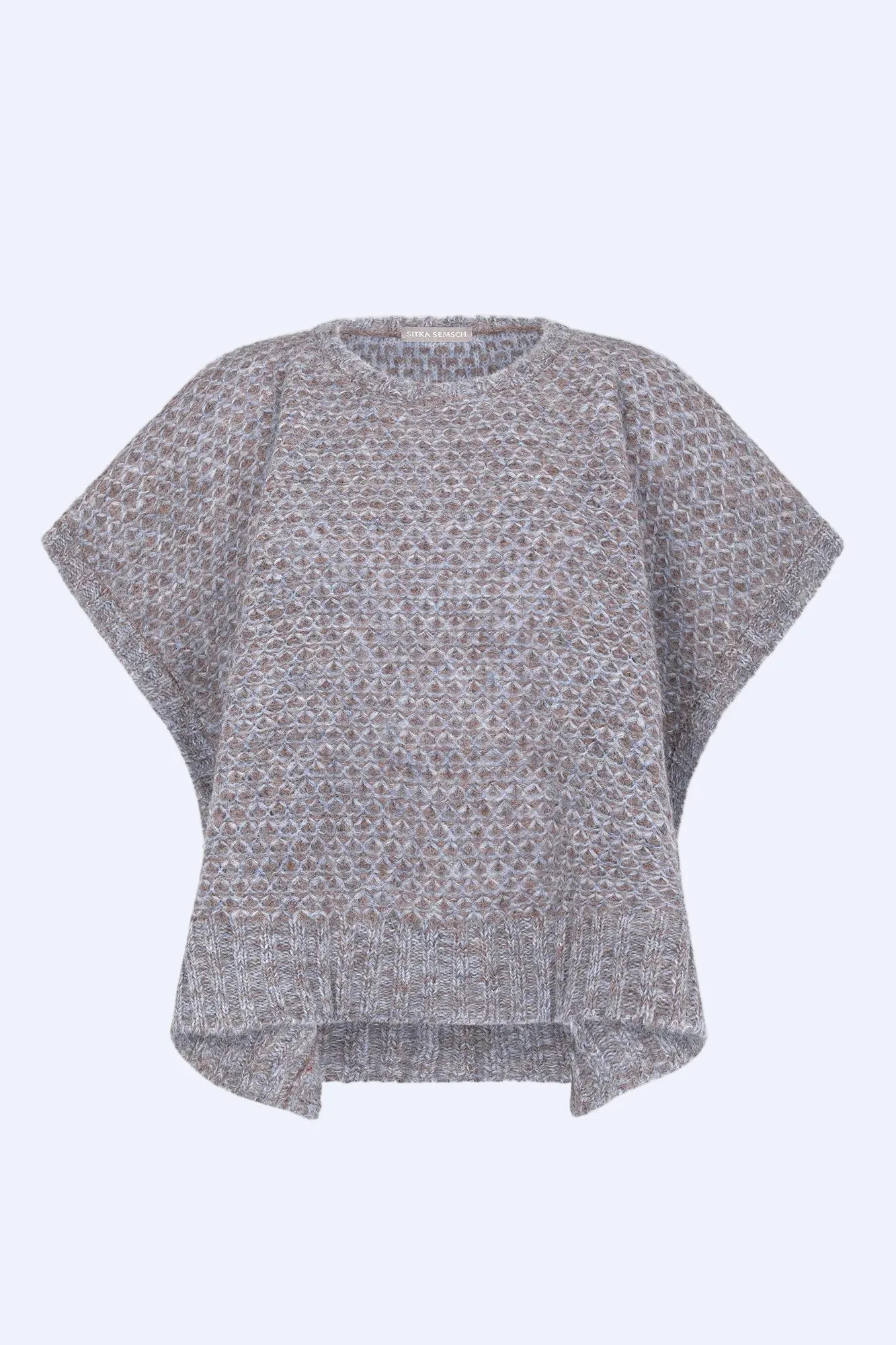 Chelsea Openwork Alpaca Poncho | Silver Melange sold by Folklore Shop