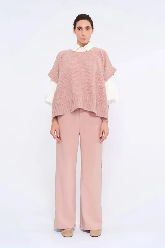 Chelsea Openwork Alpaca Poncho | Rose Melange sold by Folklore Shop