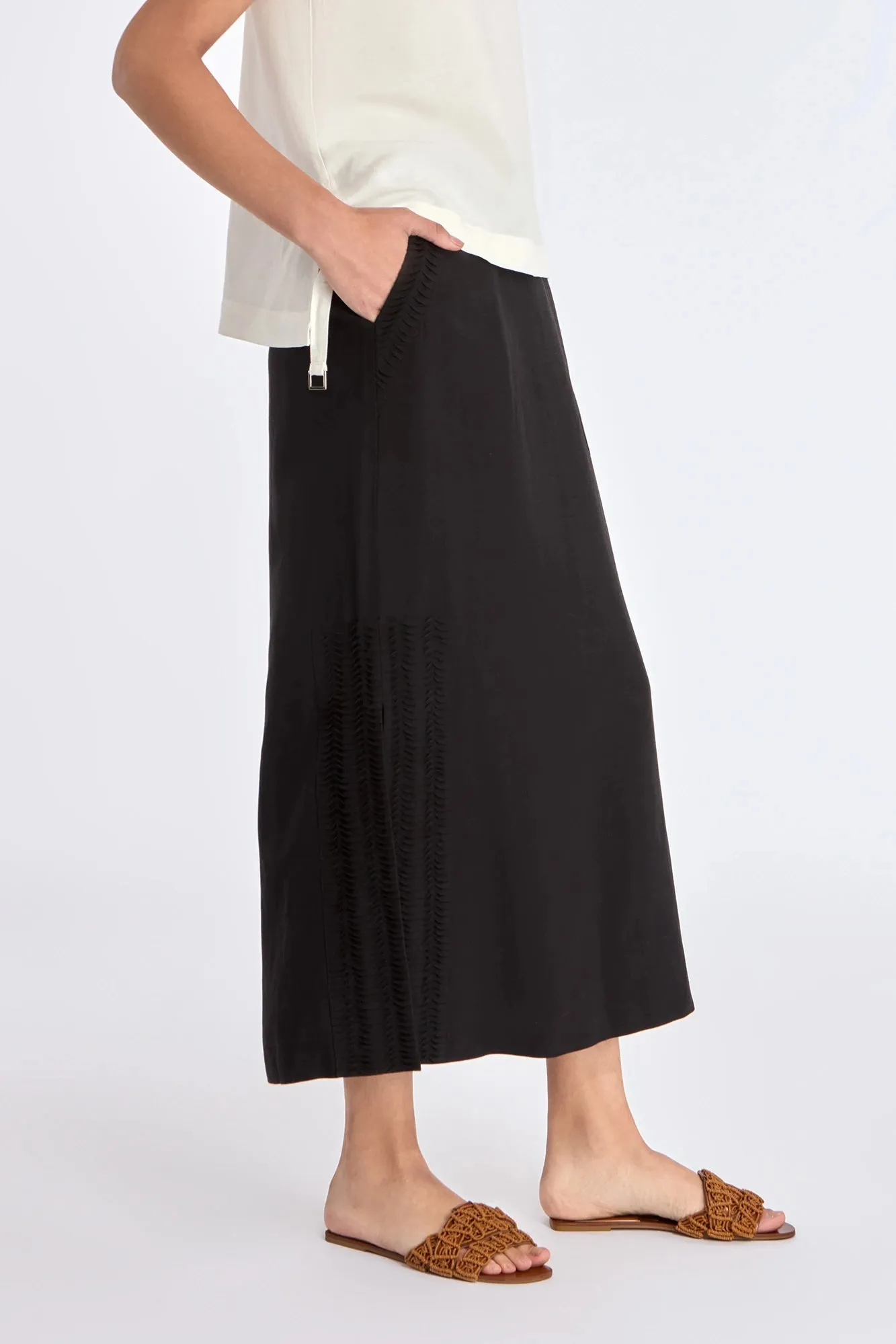 Indigo Straight Linen Blend Skirt | Black sold by Folklore Shop product image thumbnail 4