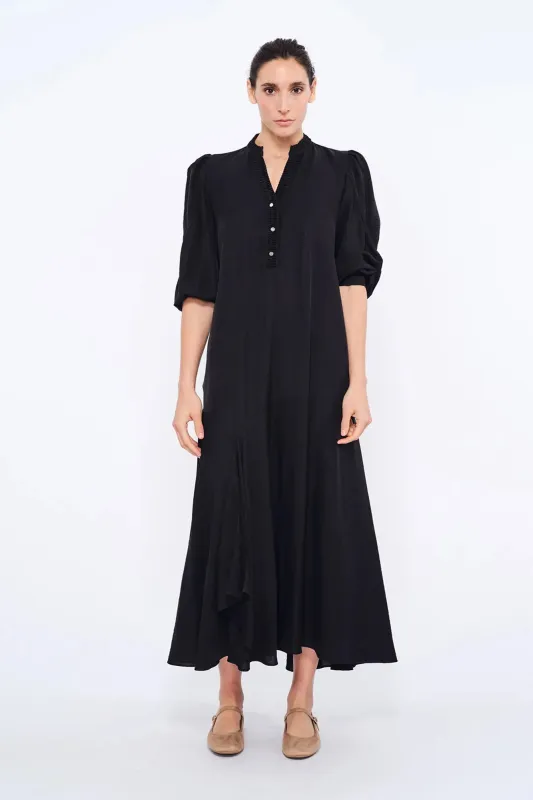 Carlie Asymmetrical Dress | Black sold by Folklore Shop