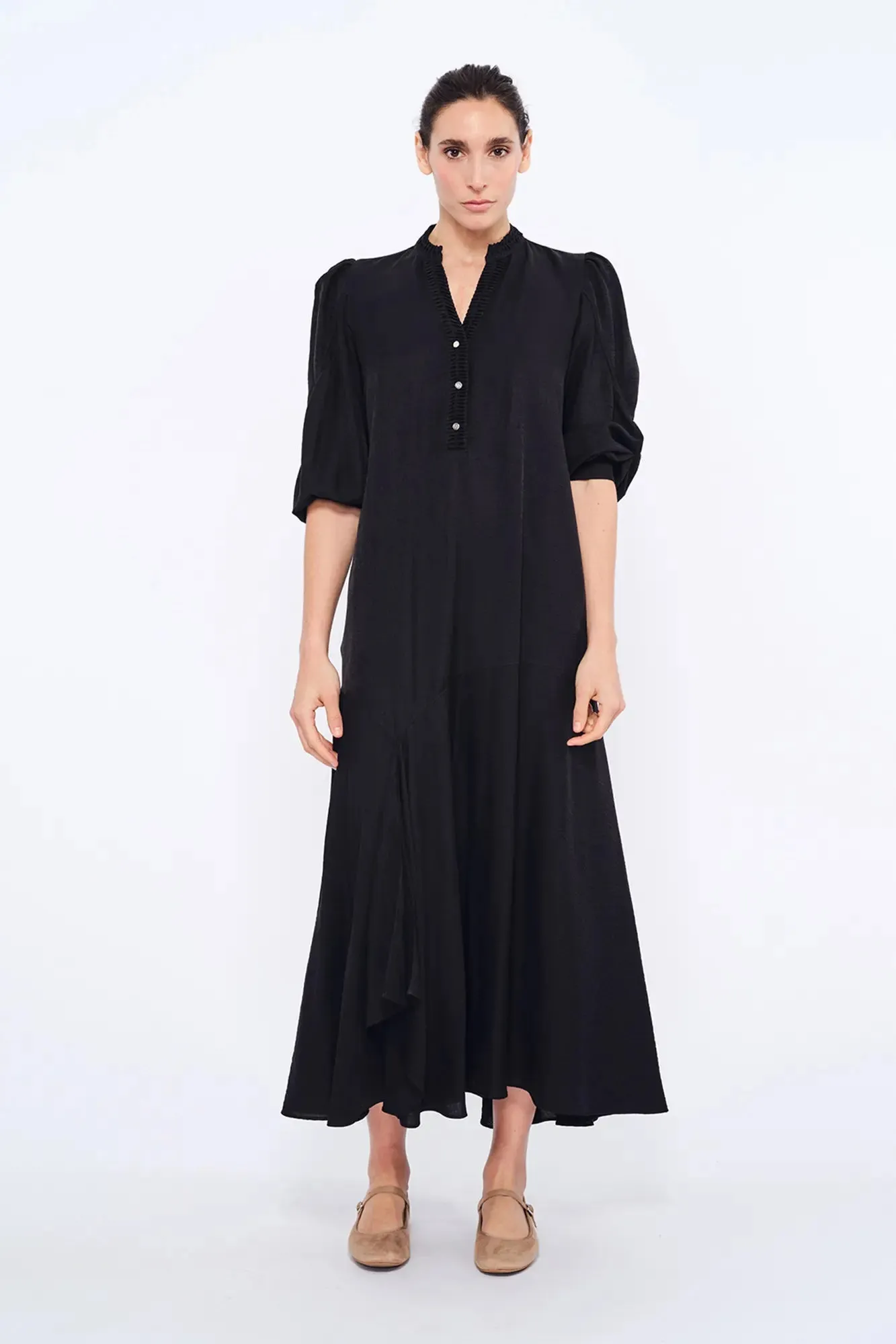 Carlie Asymmetrical Dress | Black sold by Folklore Shop