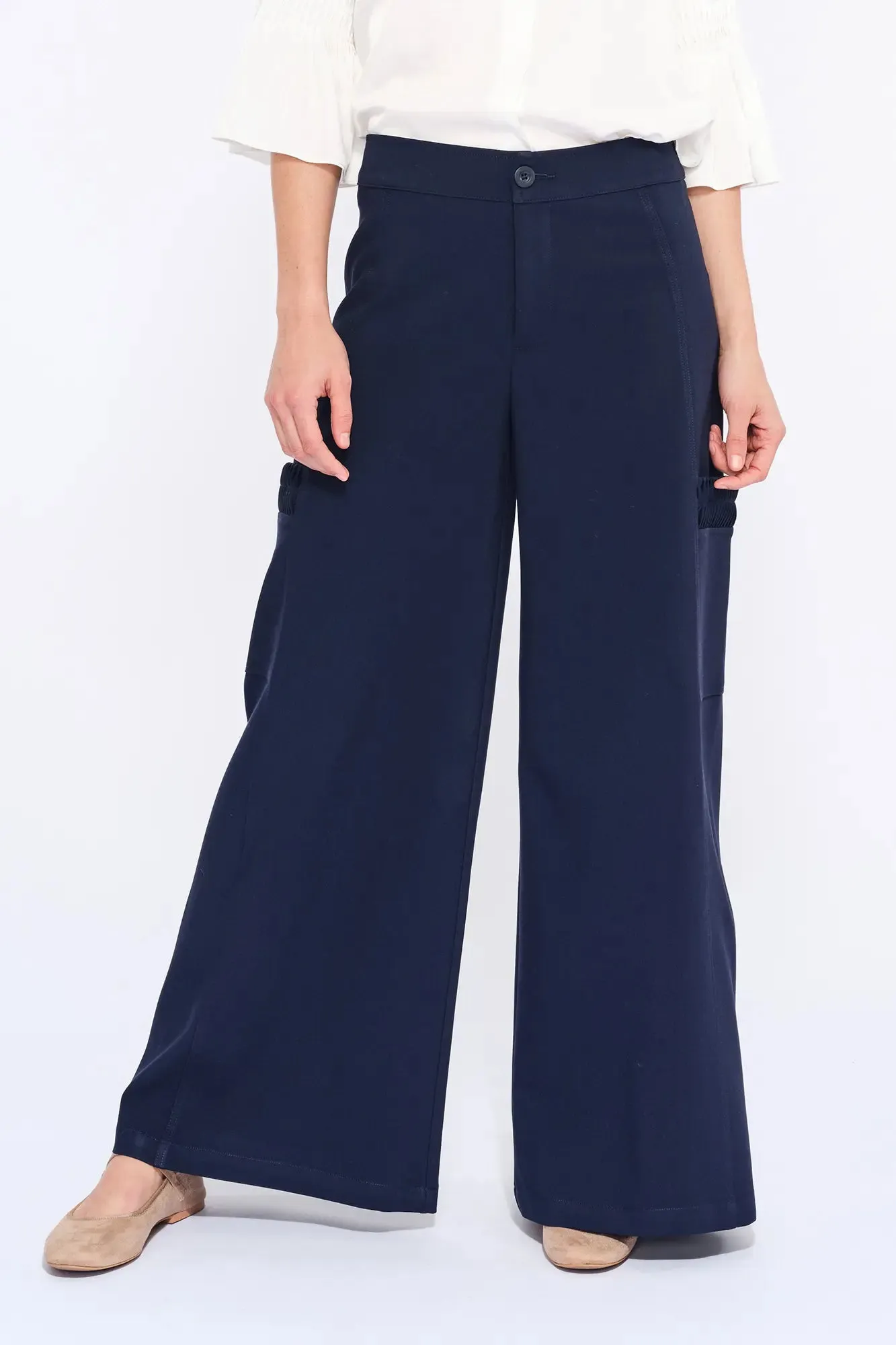 Daysi Ruched Detail Trouser | Navy sold by Folklore Shop product image thumbnail 5