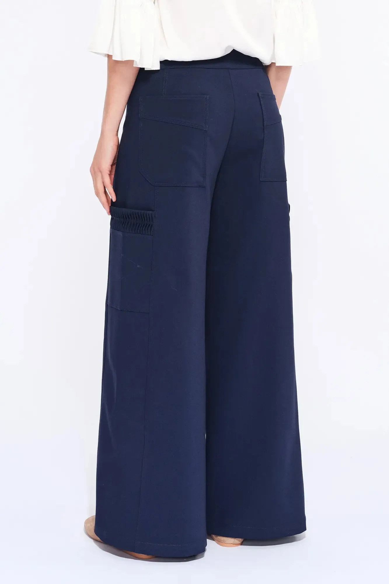 Daysi Ruched Detail Trouser | Navy sold by Folklore Shop product image thumbnail 4