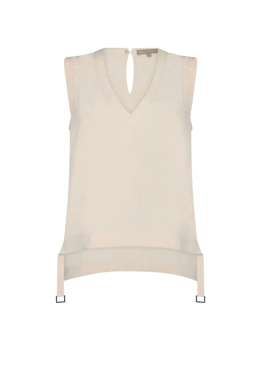 Valencia Adjustable Hem Blouse | Ecru sold by Folklore Shop