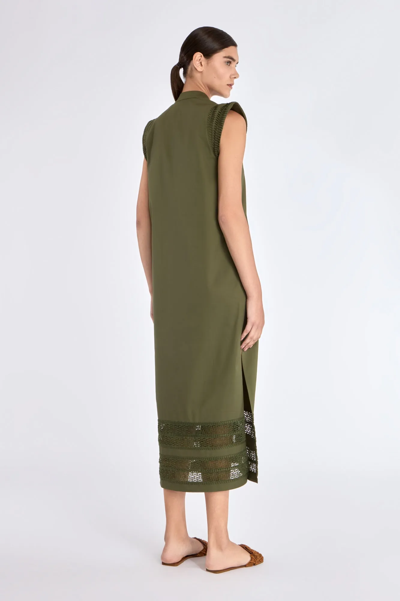 Maki Nehru Collar Dress | Olive sold by Folklore Shop product image thumbnail 3