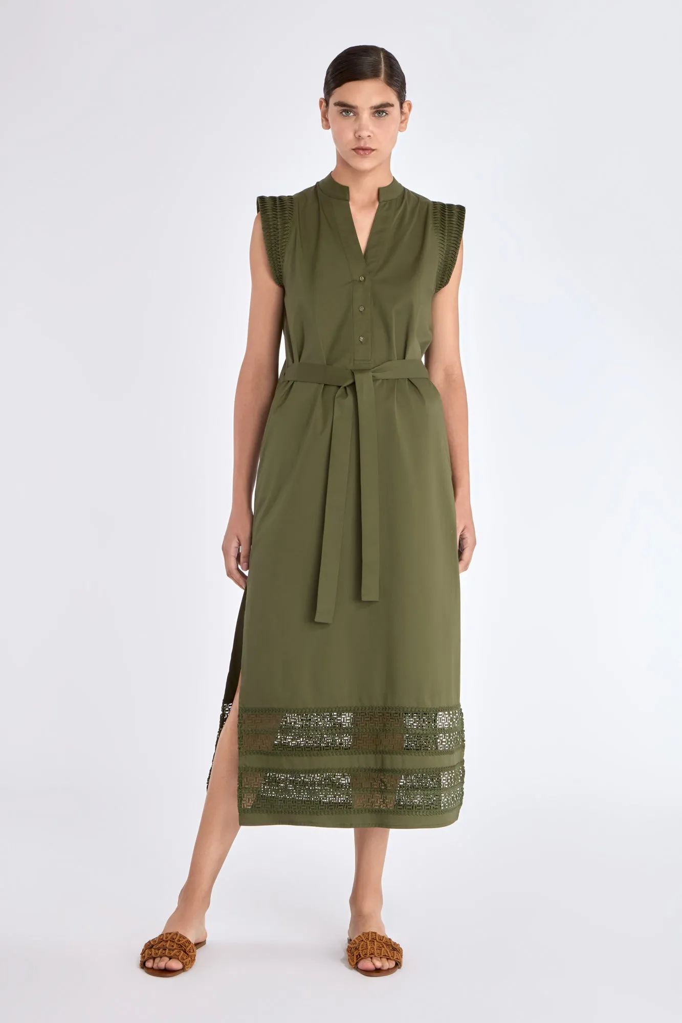 Maki Nehru Collar Dress | Olive sold by Folklore Shop