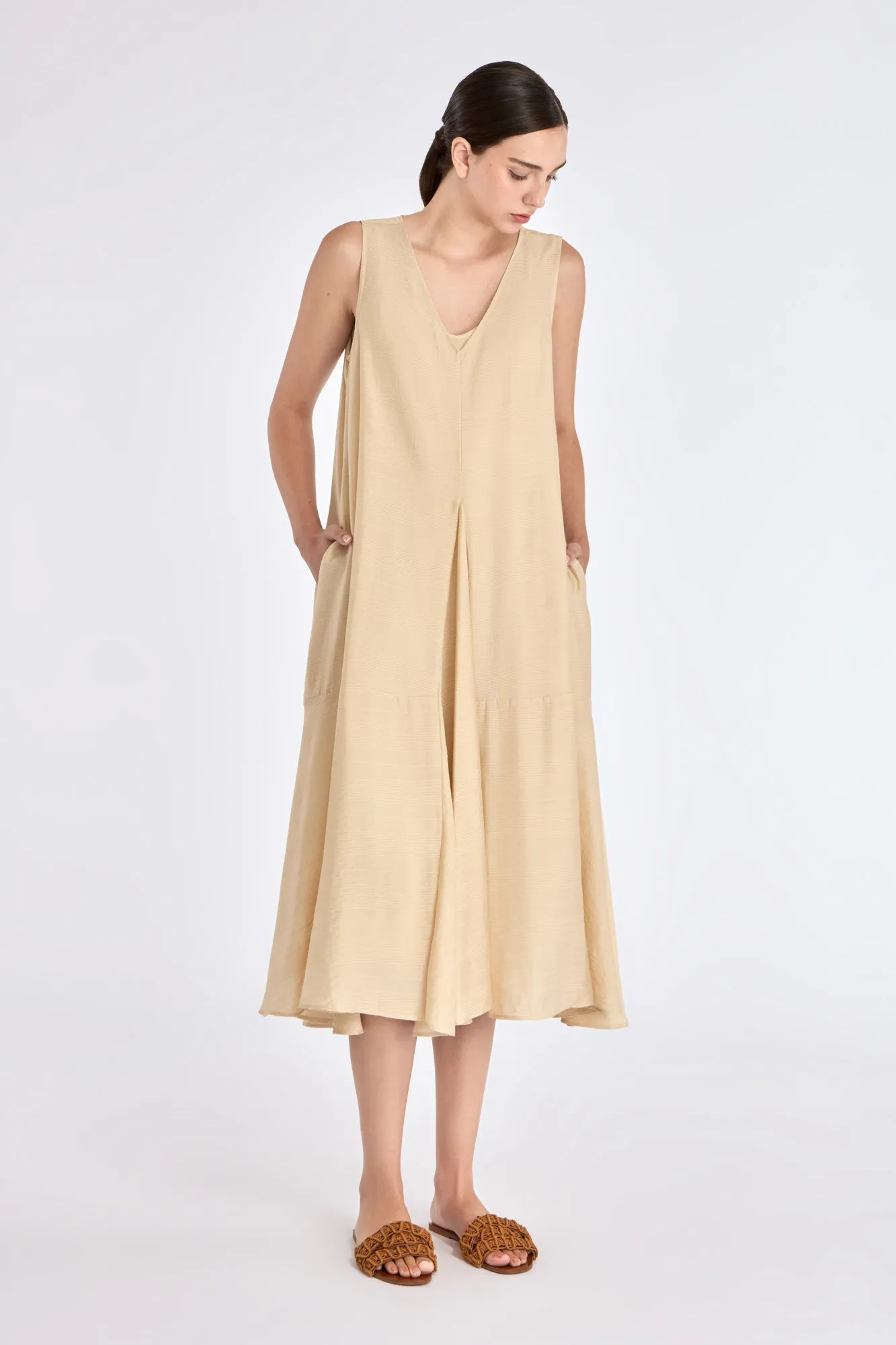 Lenox Godet Dress | Vanilla sold by Folklore Shop product image thumbnail 4