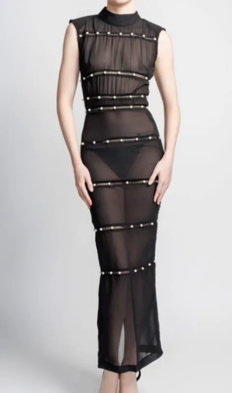 Ife Sleeveless Sheer Black Dress sold by Folklore Shop