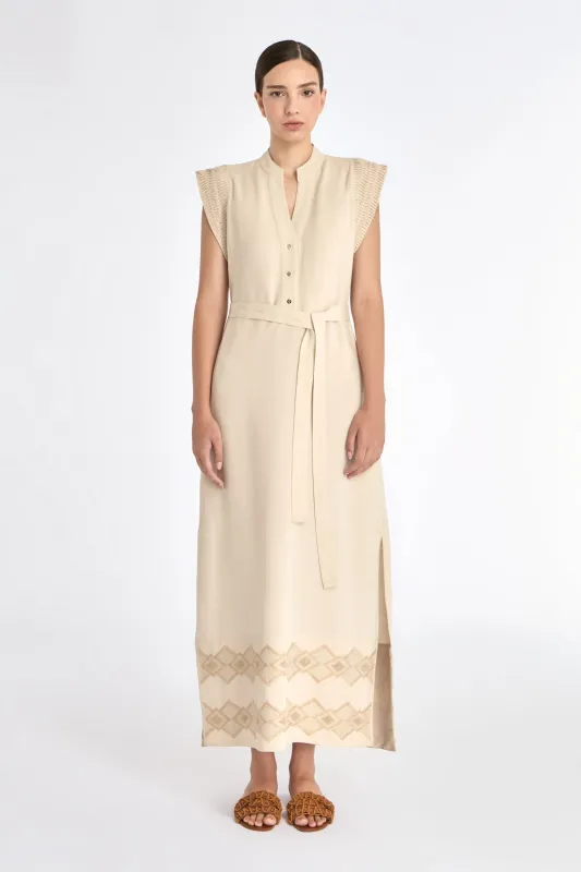 Denver Artisan Embroidered Dress | Ecru sold by Folklore Shop