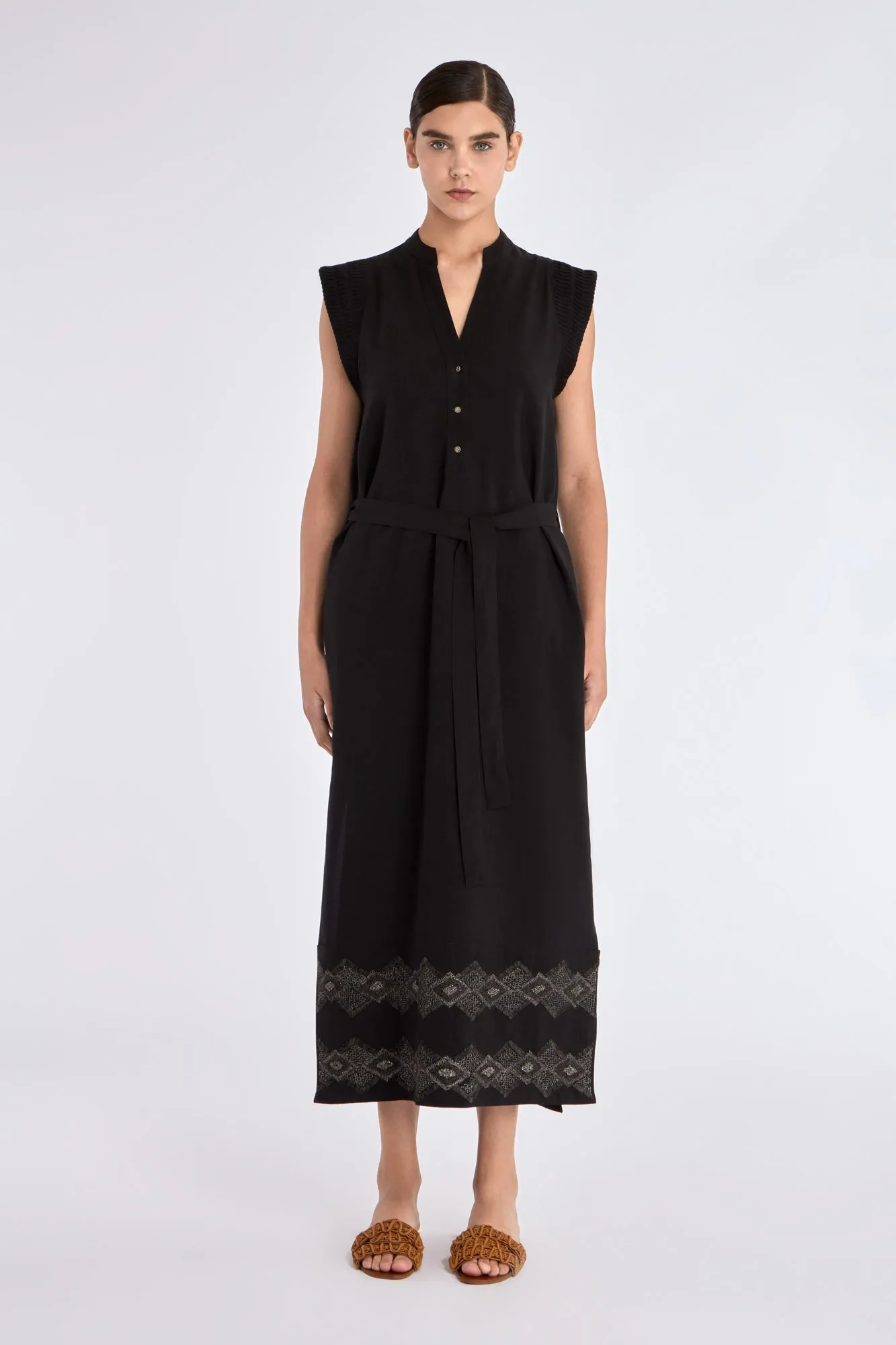 Denver Artisan Embroidered Dress | Black sold by Folklore Shop