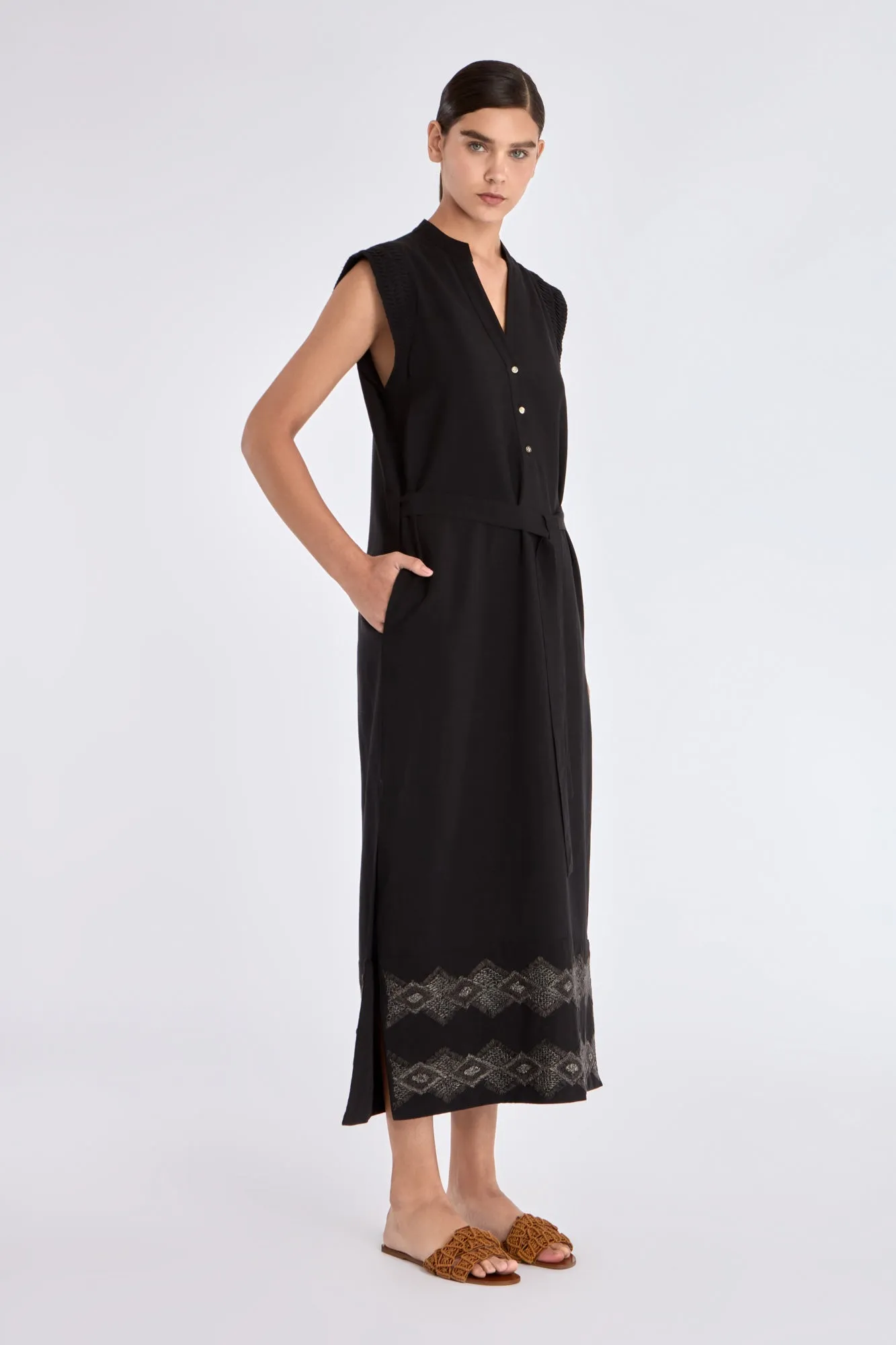 Denver Artisan Embroidered Dress | Black sold by Folklore Shop product image thumbnail 2