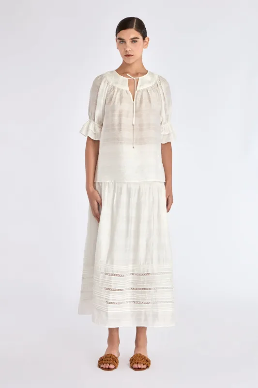 Lauren V-Slit Blouse | Off White sold by Folklore Shop