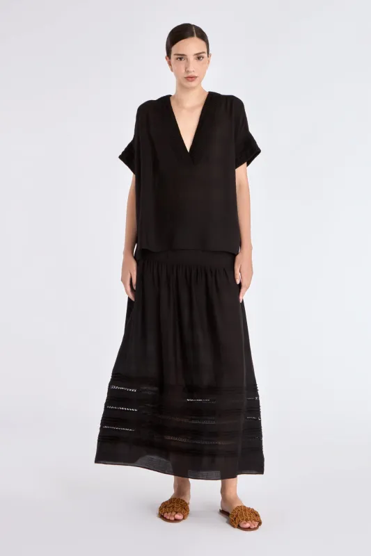 Ivy V-Neck Blouse | Black sold by Folklore Shop