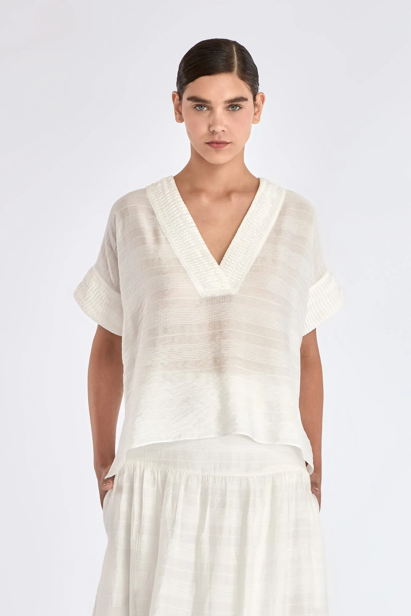 Ivy V-Neck Blouse | Off White sold by Folklore Shop product image thumbnail 2