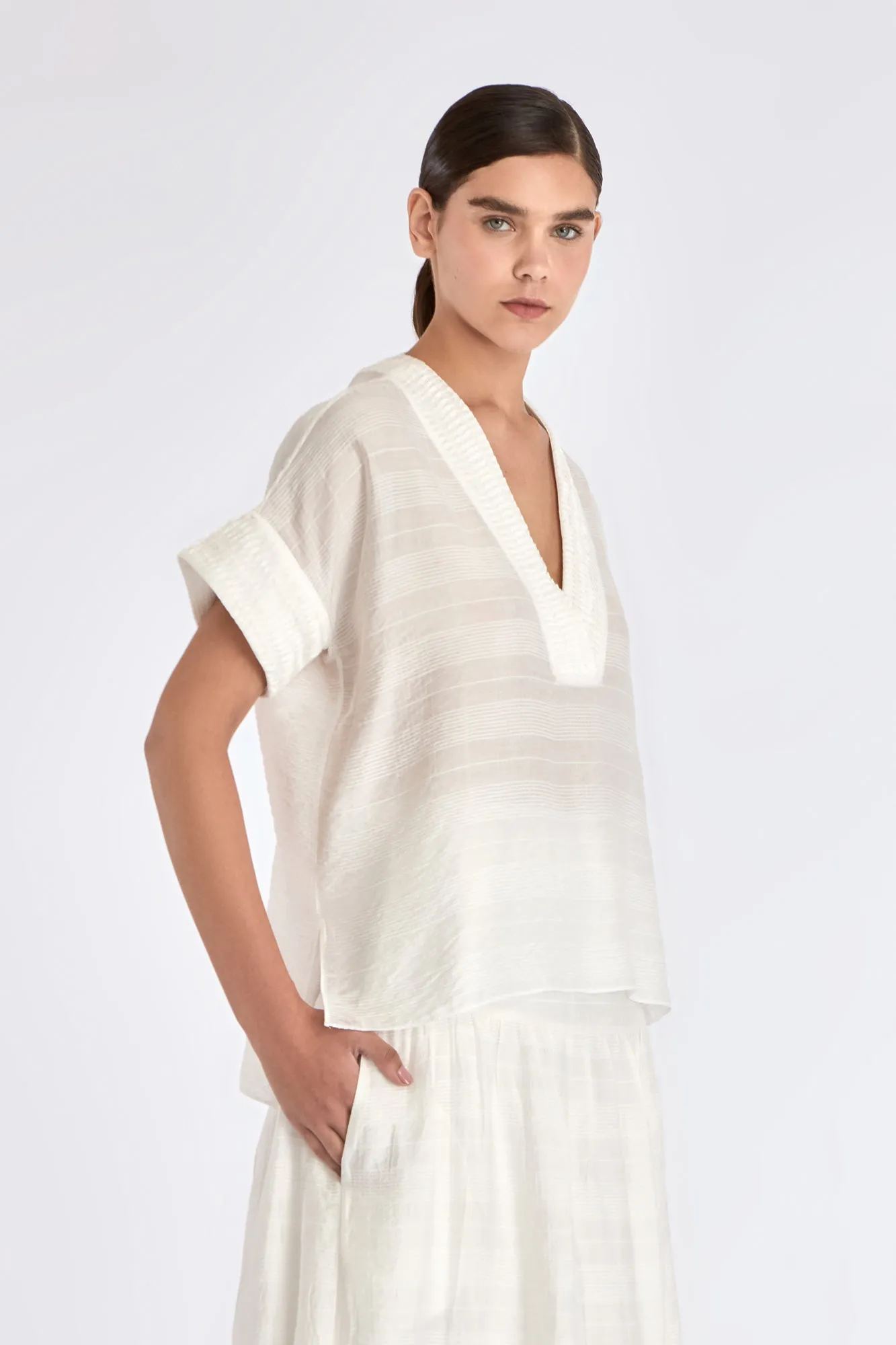 Ivy V-Neck Blouse | Off White sold by Folklore Shop product image thumbnail 3