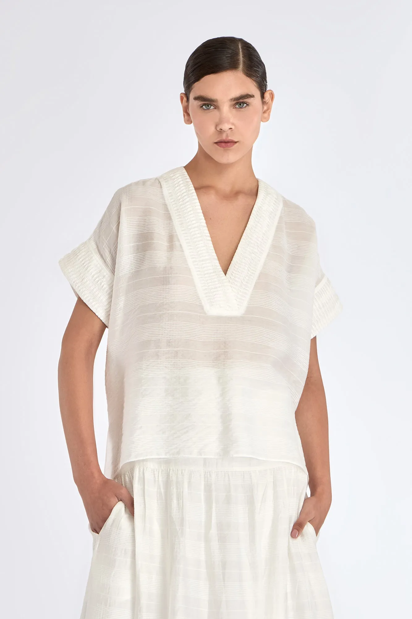 Ivy V-Neck Blouse | Off White sold by Folklore Shop product image thumbnail 5