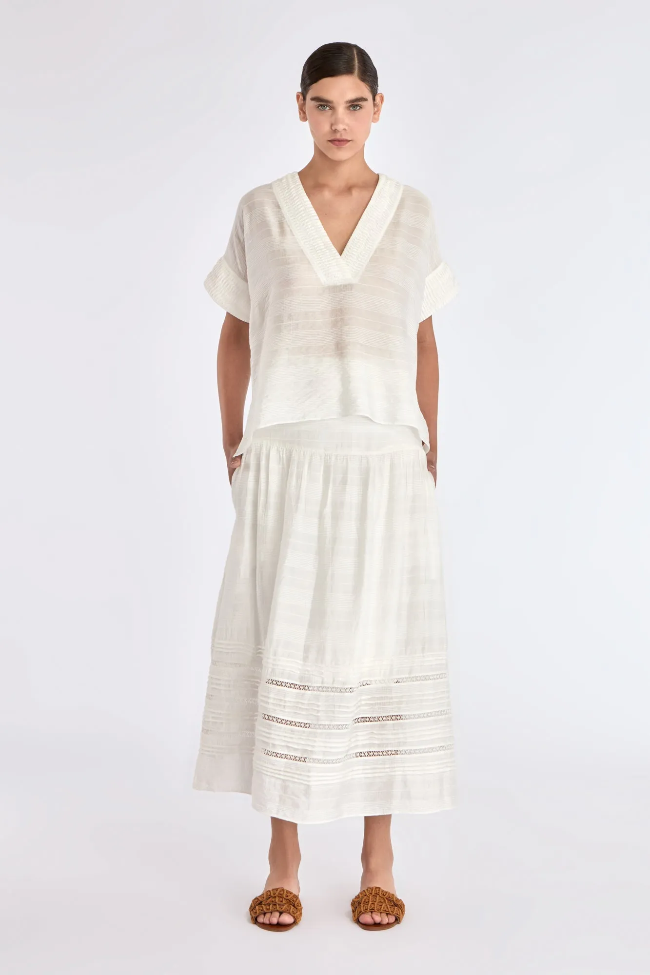 Ivy V-Neck Blouse | Off White sold by Folklore Shop