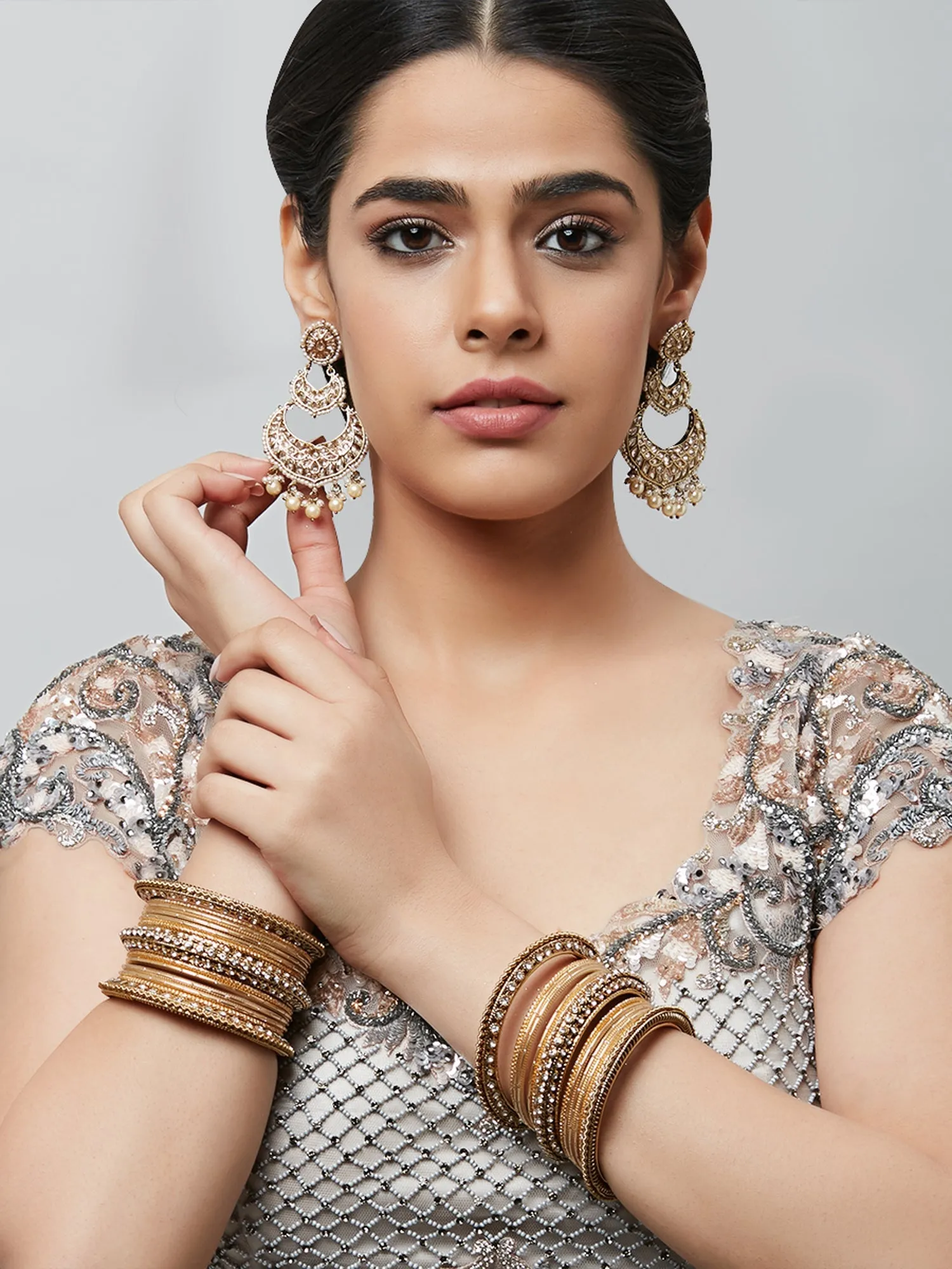 Indian Antique Gold Stone Bangle Set sold by Folklore Shop