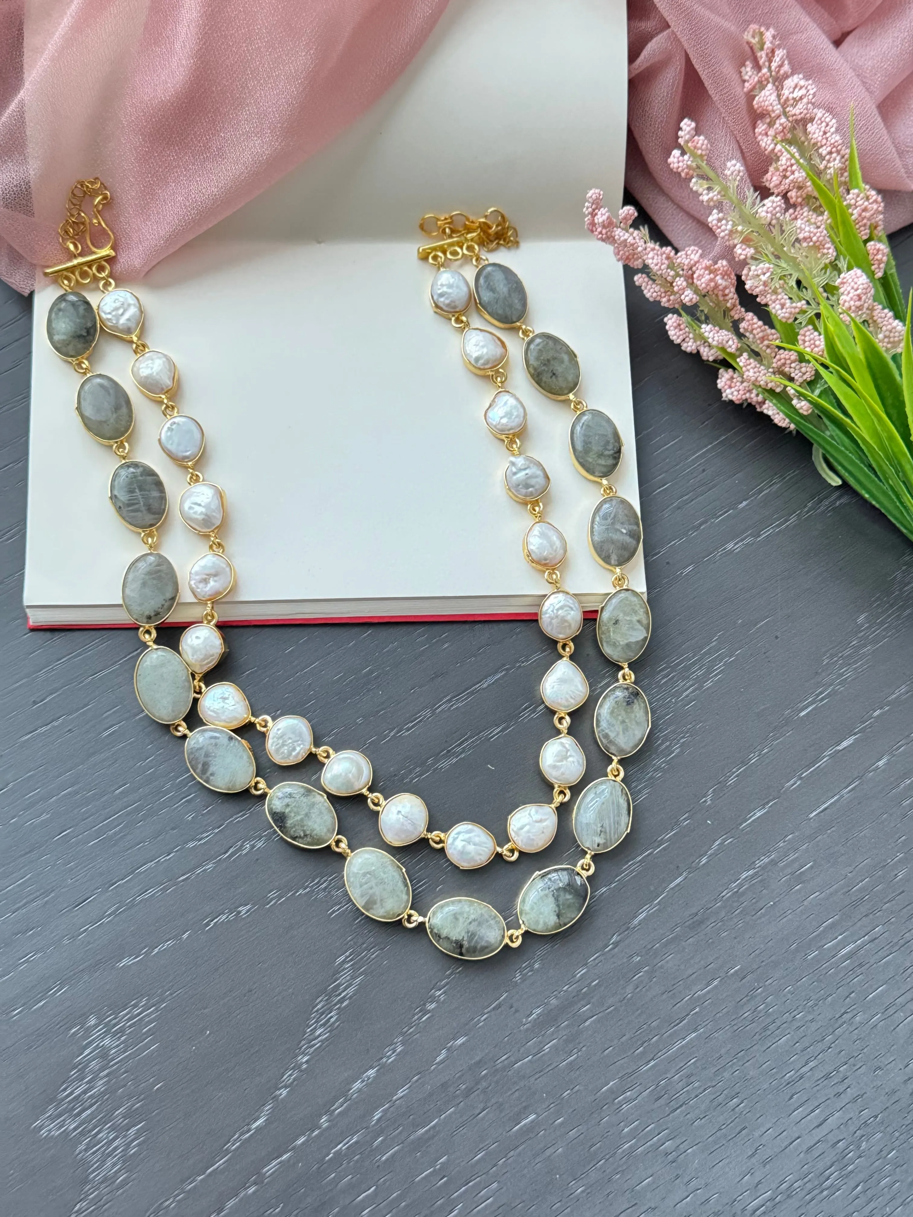 Baroque Pearl & Raw stone Necklace sold by Folklore Shop product image thumbnail 3