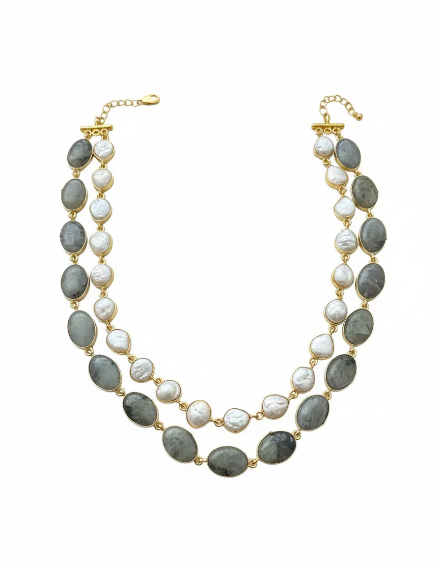 Baroque Pearl & Raw stone Necklace sold by Folklore Shop product image thumbnail 4
