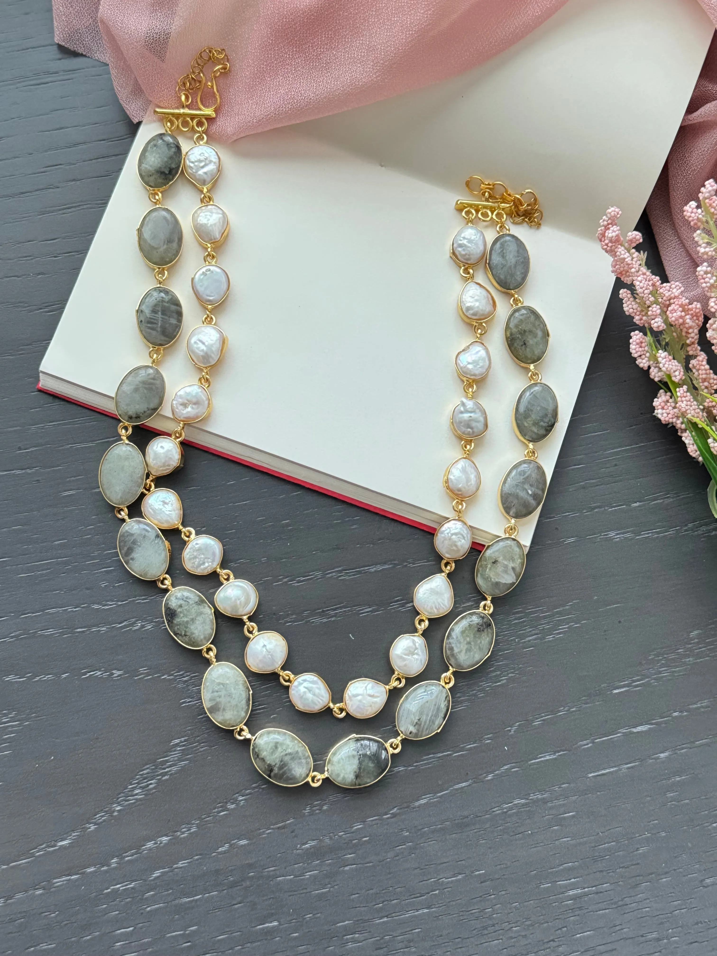 Baroque Pearl & Raw stone Necklace sold by Folklore Shop product image thumbnail 2