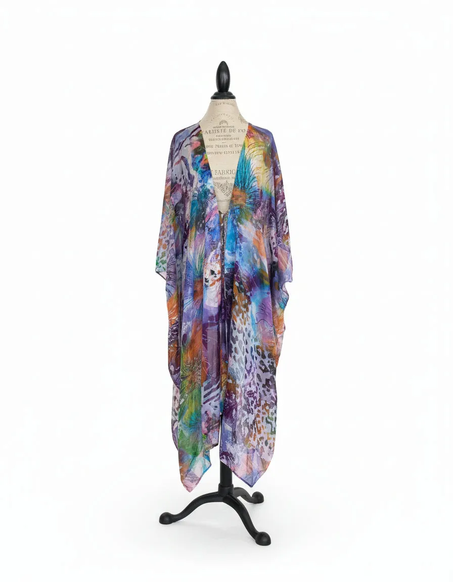 Silk Purple Print Kamala Kimono sold by Folklore Shop