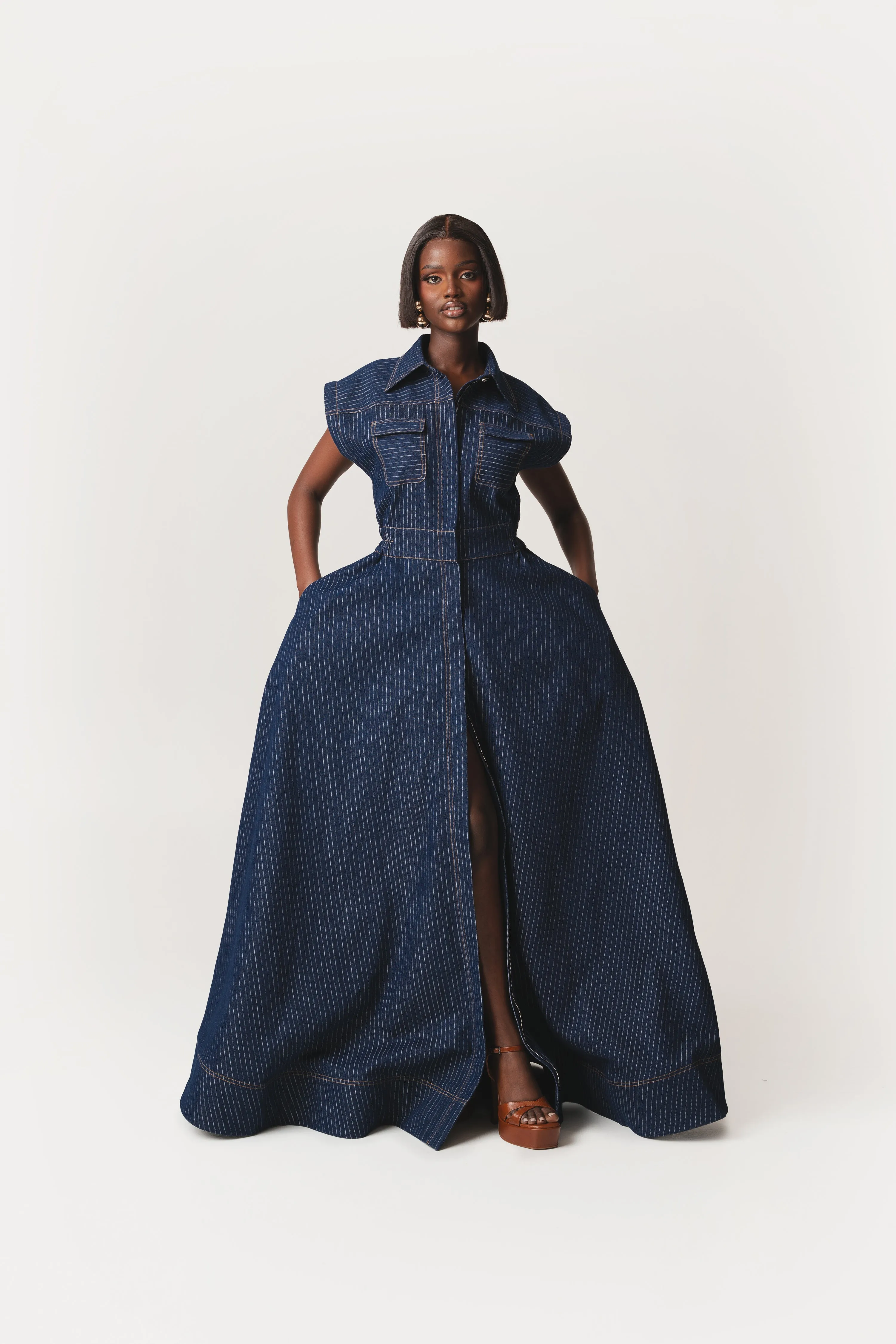 Denim Pinstripe EMMA Maxi Dress sold by Folklore Shop product image thumbnail 5