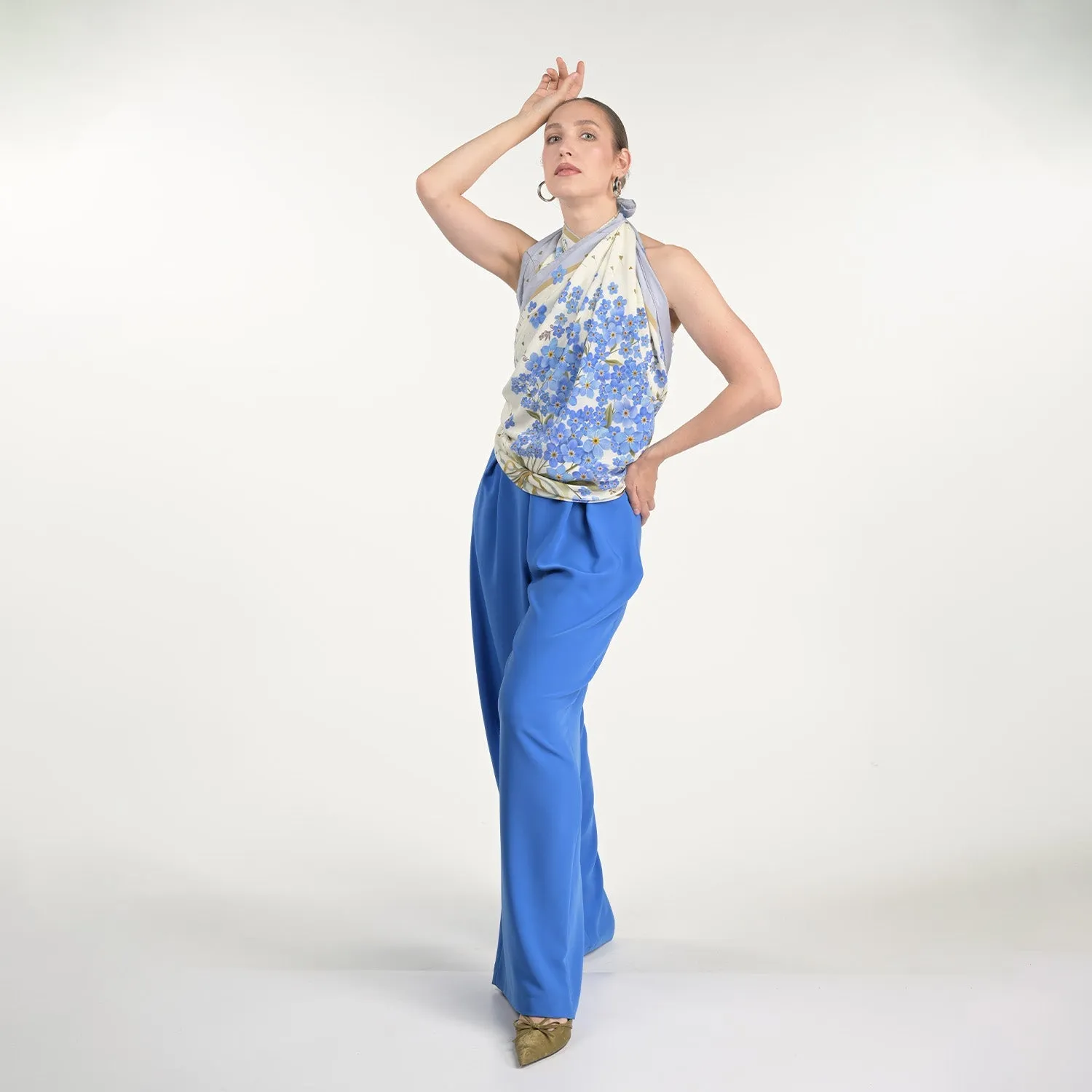 Light Forget Me Not Silk Scarf sold by Folklore Shop product image thumbnail 4