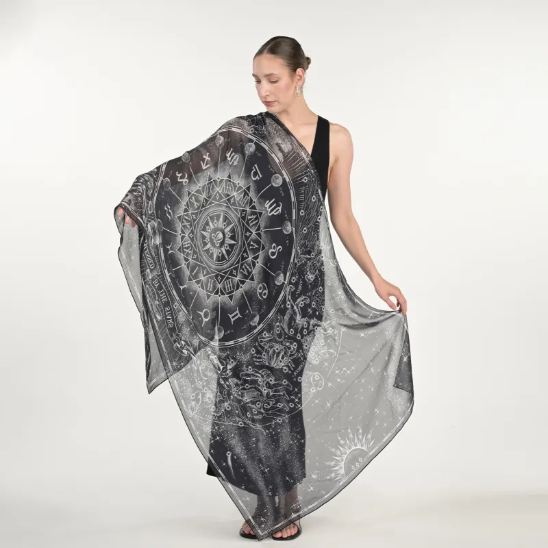 Zodiac Silk Chiffon Scarf made by Folklore Shop