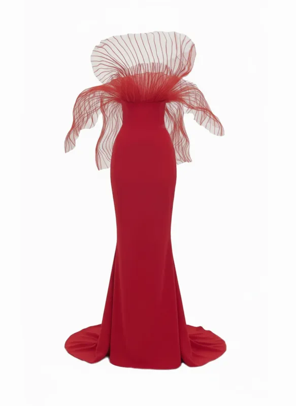 Red Marmaid Structured Gown sold by Folklore Shop