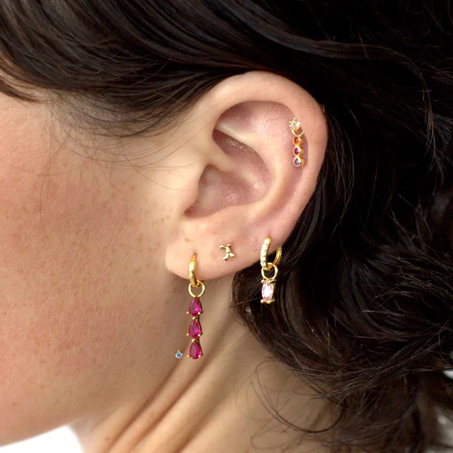 Triple Pavé Silver Earring Charm sold by Folklore Shop product image thumbnail 2