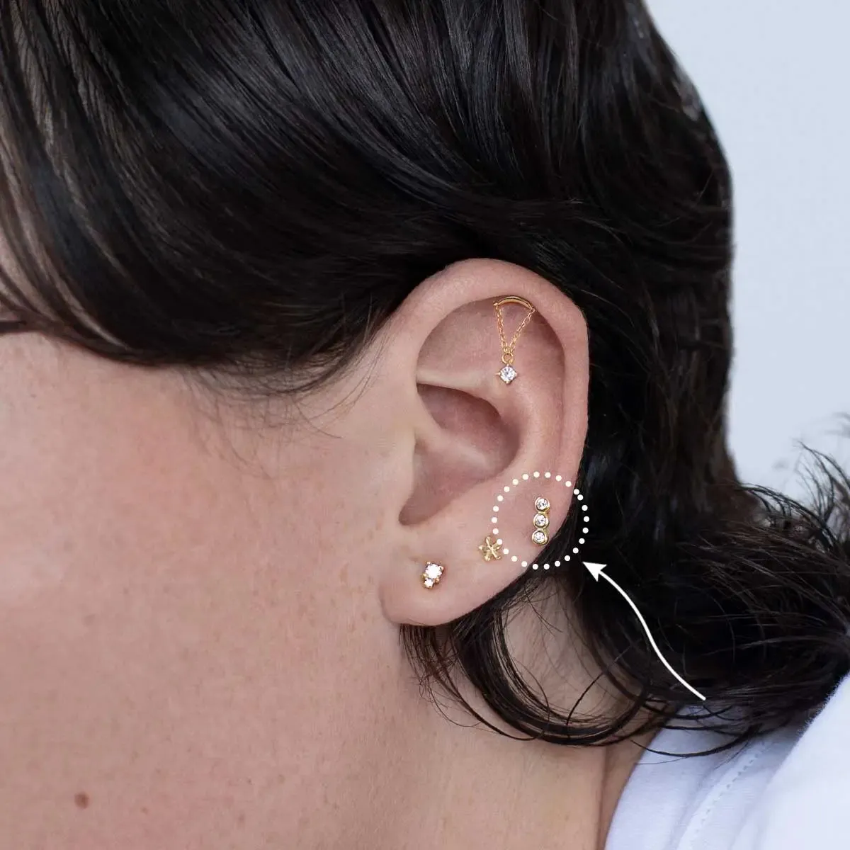 Triple Pavé Gold Earring Charm sold by Folklore Shop product image thumbnail 5