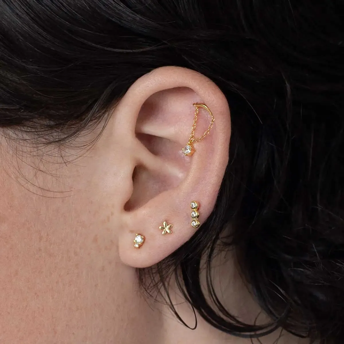 Triple Pavé Gold Earring Charm sold by Folklore Shop product image thumbnail 4