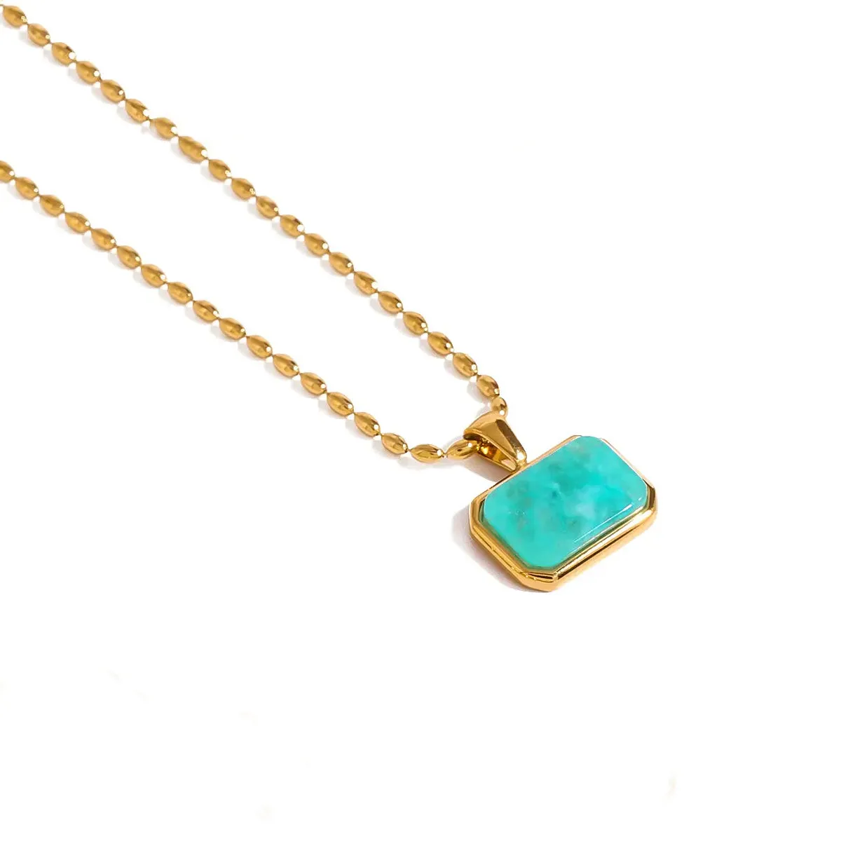 Amazonite Gemstone Turquoise Necklace Gold Layering Pendant sold by Folklore Shop
