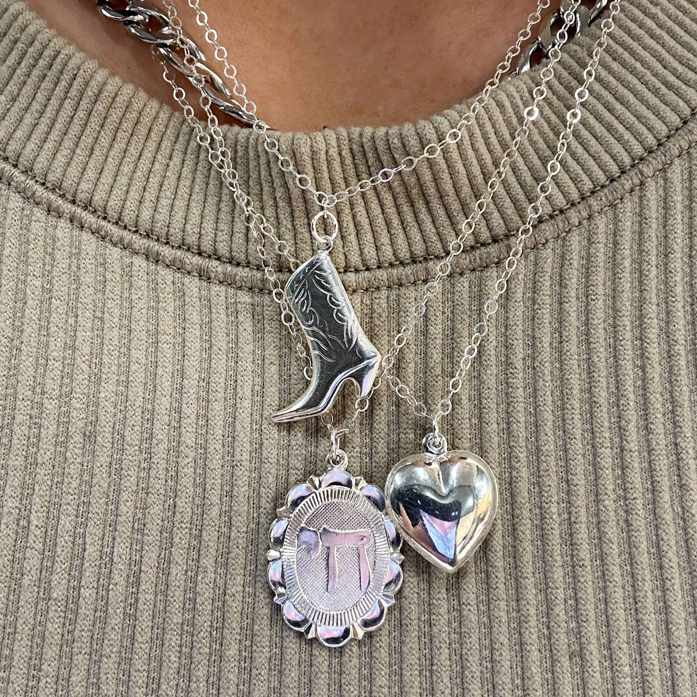 Sterling Silver Heart Charm Necklace sold by Folklore Shop product image thumbnail 3