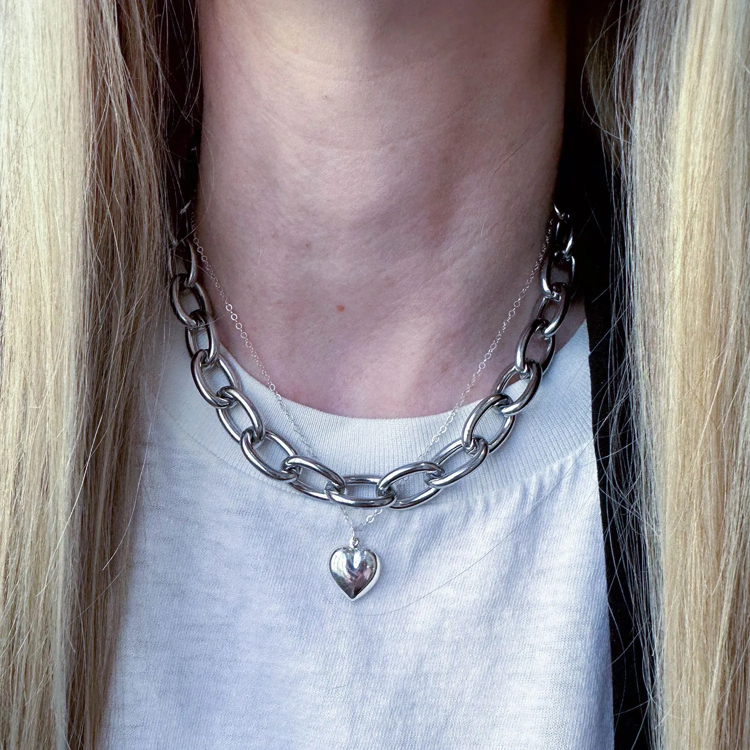 Sterling Silver Heart Charm Necklace sold by Folklore Shop product image thumbnail 5