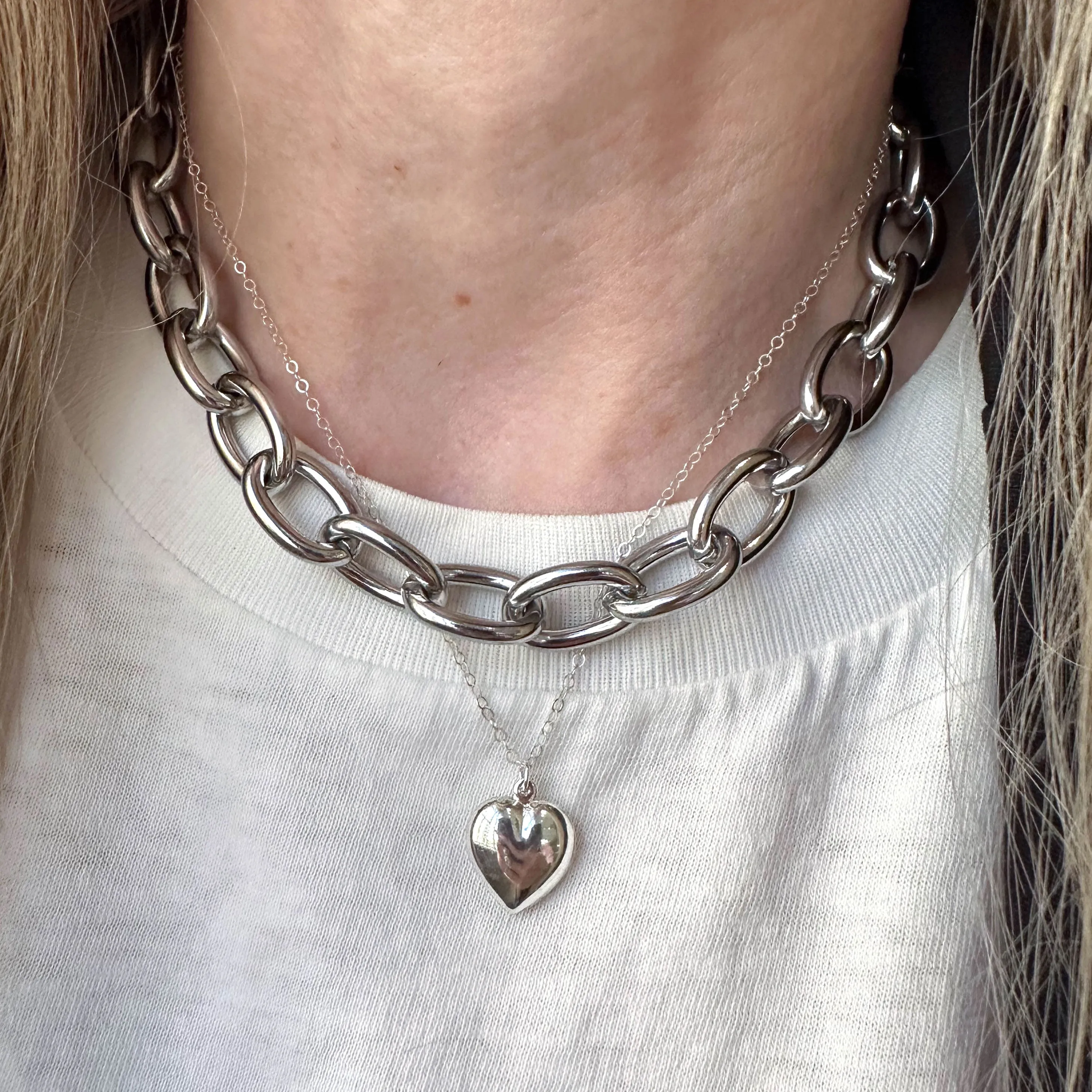 Sterling Silver Heart Charm Necklace sold by Folklore Shop product image thumbnail 2