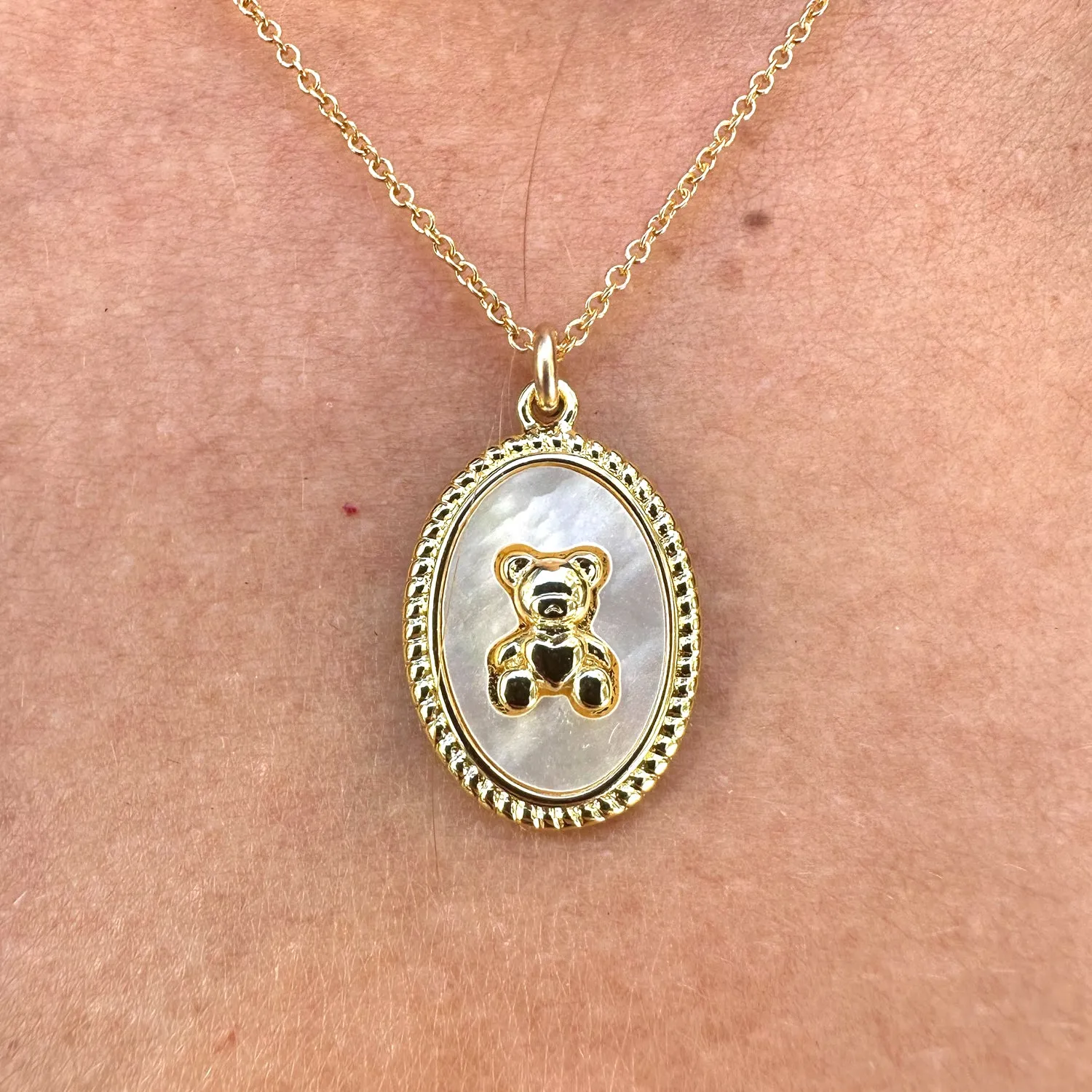 Teddy Bear Charm Gold Necklace sold by Folklore Shop product image thumbnail 3