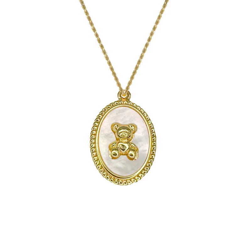 Teddy Bear Charm Gold Necklace sold by Folklore Shop