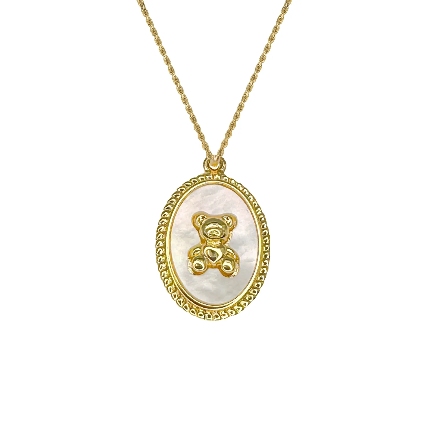 Teddy Bear Charm Gold Necklace sold by Folklore Shop