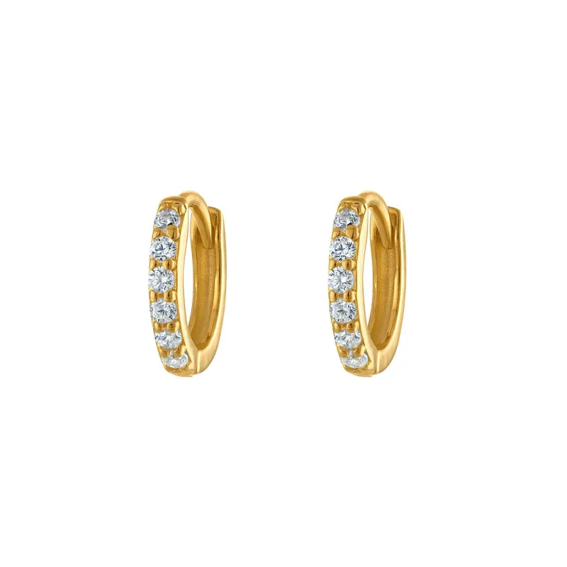 Gold Pavé Six Mm Huggie Hoop Earring sold by Folklore Shop