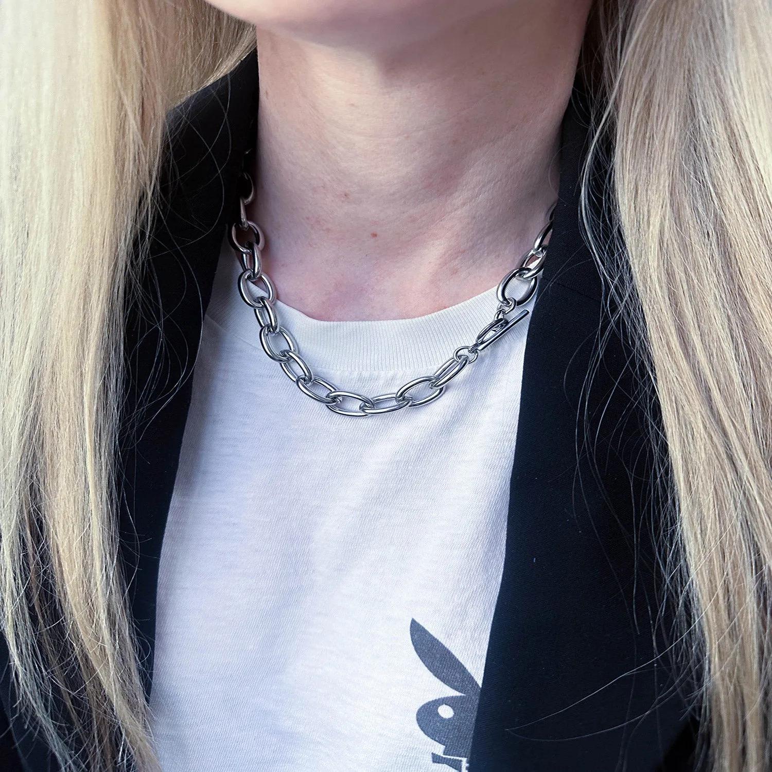 Silver Round Chain Necklace Bracelet Set sold by Folklore Shop product image thumbnail 5